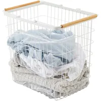 Yamazaki Wäschekorb, weiß, Stahl/Holz, minimalistisch, 41.5 x 31 x