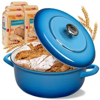 BIELMEIER Gusseisen Brottopf Keramik 28 cm blau CLEAN Diamantglasur 5x Brotback