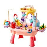Generisch Wassertisch Kinder Outdoor 2-in-1 Sand & Wasser, Mit Automatischer Zirkulationspumpe, Angelspiel Inklusive, Ab 3 Jahren Garten Terrasse Sommer (Pink)