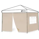 Sekey 2 Seitenteile Seitenwände für Pavillon 3×3m, Wasserdicht für Festzelt, Partyzelt (1 Fenster 1 Reißverschluss, Khaki)