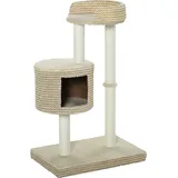 PawHut Katzenbaum Kratzbaum Kletterbaum Katzenkratzbaum, kuschelige Aussichtsplattformen, beige braun 61 x 41 x 96 cm (BxTxH)