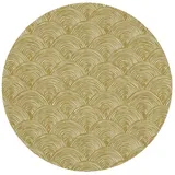 OnlyWow Badematte Fächer - Geometrisch - Grün, Höhe 10 mm, Polyester, Rund, Badezimmerteppich, Badteppich, Rutschfest, Badvorleger, Waschbar grün Rund | 70 cm x 70 cm x 10 mm