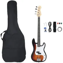 vidaXL "vidaXL E-Bass für Anfänger mit Tasche Braun und Weiß 4/4 46\""