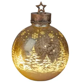 Formano Deko-Kugel Frosty Braun 30cm mit LED Licht Timer Beleuchtete Glaskugel - Braun