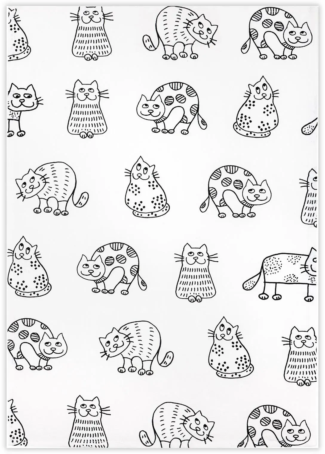 Kracht Küchen Textilien Katzenreihe Halbleinen Küchentuch bedruckt 50x70 cm schwarz-weiß 3er Pack - weiß;schwarz