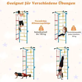 Costway Kletterwand Sprossenwand 107 x 83 x 223 cm Blau/Gelb