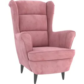 vidaXL Ohrensessel mit Hocker Samt 81 x 96 x 90 cm Rosa