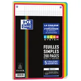 Oxford Color System A4 Einzelblätter perforiert 200 Seiten große Karos Seyès 5 verschiedene Rahmenfarben unter Folie, schwarz