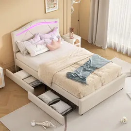 lanki international gmbh Polsterbett 90 x 200 cm Beige