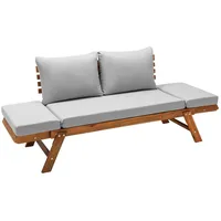 Dehner Gartenmöbel Sofa Macao, inkl. Polster, ca. 196 x 75 x 70 cm, FSC®-es Akazienholz / Polyester, geölt, braun / grau - Braun/Grau