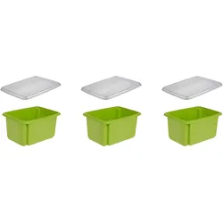 Organizer KEEEPER "emil", grün, B:28,5cm H:20,5cm T:38cm, Polypropylen, Aufbewahrungsboxen, Aufbewahrungsbox, 15 L, mit Deckel, hochwertiger Kunststoff