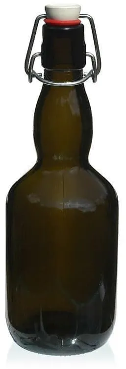 Botella de cerveza con cuello estilo belga de 500 ml, vidrio, verde antiguo, boc...