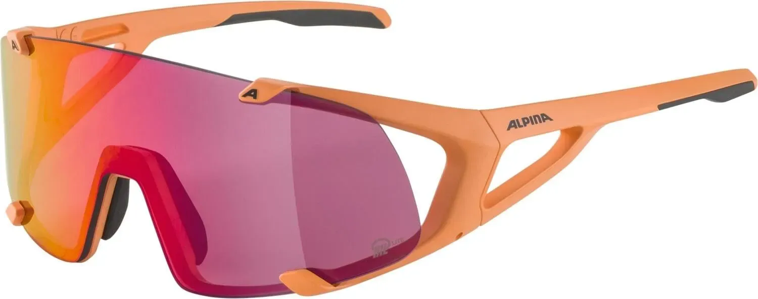 ALPINA HAWKEYE S Q-LITE - Verspiegelte, Kontrastverstärkende & Beschlagfreie Sport- & Fahrradbrille Mit 100% UV-Schutz Für Erwachsene, peach matt, One Size