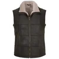 Maddox Lederweste Lanzo Maddox - Herren Lederweste Lammnubuk Lammfell braun-beige braun 48