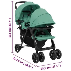 vidaXL Tandem-Zwillingskinderwagen Grün