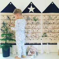 Adventskalender zum befüllen Weihnachten Kalender ,24 Taschen Stoff hängende Aufbewahrungstasche,Kinderzimmerdekoration Weihnachtlichen Ornamente... - Schwarz