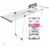 EUROGOLD® Wäscheständer ausziehbar [20M TROCKENLÄNGE] Querstreben - RöhrenWäscheständer (Made in Europe) - ausziehbarer Wäschetrockner ohne Querstrebe - Clothes Drying Rack (weiß)