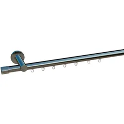 Gardinenstange INDEKO "Consul", silber (chrom, glanz), L:290cm Ø:20mm, Aluminium, Gardinenstangen, Innenlauf Komplett-Set inkl. Gleitern und Montagematerial