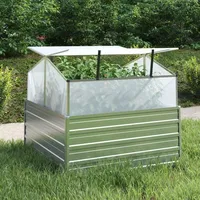 VidaXL Garten-Hochbeet mit Gewächshaus 100x100x85 cm Silber