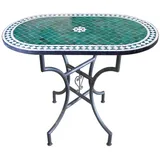 Mosaiktisch Terrasse Garten Mediterraner Fliesentisch "Fleur" Grün Oval 120x80cm
