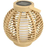 Expo-Börse Garten Laterne Rattan-Optik 23,5 x Ø 22 cm Natur Solarbetrieben Dekolicht