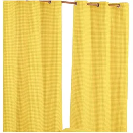 Homescapes Ösenvorhang Vichy-Karo blickdicht 2er-Set, 137/182 cm,