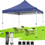 HOTEEL Pavillon 3x3 Faltpavillon 3x3 Wasserdicht Stabil mit 4 SandsäCke, Hoher Gipfel, Uv Schutz 50+ Partyzelt Gartenpavillon Pop Up Pavillon, fürs Camping, Event, Garten, Stahlrahmen, Marineblau