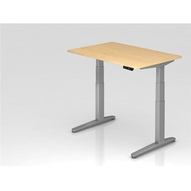 Hammerbacher XBHM12 elektrisch höhenverstellbarer Schreibtisch ahorn rechteckig, C-Fuß-Gestell silber 120,0 x 80,0 cm