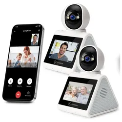 LUVISION 2er Set PTZ Gegensprechkamera Video Anruf Kamera Telefonkamera WLAN Überwachungskamera Senioren Baby Überwachung Autotracking 4MP