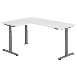 bümö Eckschreibtisch elektrisch höhenverstellbar Weiß / Graphit