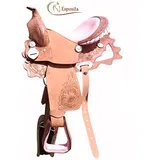 Esposita Westernsattel Princess für Pony und Shetty echtes Leder mit Rosa 10"