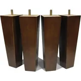 Zoll (ca. 20,3 cm) Holzmöbelbeine, 4er-Set, braune quadratische Ersatz-Sofabeine für Liegesessel, Couchtisch, Kommode