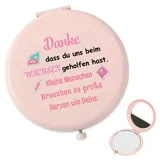 QWZify Lehrer Geschenk Abschiedsgeschenk Erzieherin Dankeschön Geschenke, Rosa Taschenspiegel Kosmetikspiegel Vergrößerungsspiegel Taschenspiegel Klappbar Reisespiegel, Erzieherin Geschenk Abschied