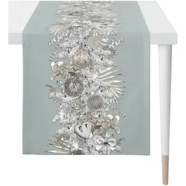APELT Tischläufer APELT "6304 CHRISTMAS GLAM, Weihnachtsdeko, Weihnachten", blau (zartes türkis, silberfarben), B:48cm L:140cm, Baumwolle, Polyester, Tischdecken, Digitaldruck