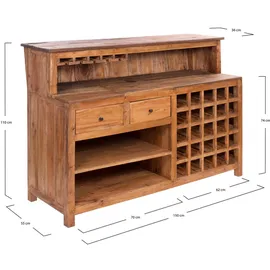 DESIGN DELIGHTS Barschrank 150 x 110 x 55 cm Honigfarben Gewachst