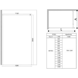 doporro Walk-In-Dusche 90 x 200 cm ESG-Sicherheitsglas Bremen02VG