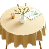 CIEEIN CIEHT Baumwolle Leinen Tischdecke Schreibtisch Rund Tischfoli Tischtuch Tischwäsche Couchtisch Tischabdeckung Hotel Restaurant Tafeltuch Gelb Rund 140cm
