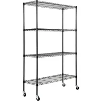 Vevor Lagerregal mit Rädern, 4-stufig verstellbar, 700 lbs Kapazität, robuste Garagenregale, Metall-Organizer, Drahtregal, schwarz, 120 x 45 x 188 cm für Küche, Speisekammer, Keller, Badezimme