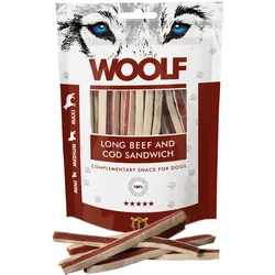 WOOLF Long Beef And Cod Sandwich 100g Sandwiches mit Rindfleisch und Kabeljau