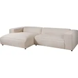 Massivmoebel24 Ecksofa 304x164x69 Ottomane links Cord elfenbein VALENCIA