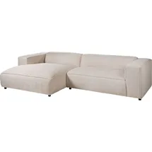 Massivmoebel24 Ecksofa 304x164x69 Ottomane links Cord elfenbein VALENCIA