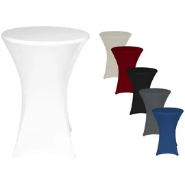 TexDeko 2er-Set Stretch Stehtischhusse für Bistrotisch Ø 60-65 cm Weiß | strapazierfähig verstärkte Fußtaschen bügelfrei waschbar