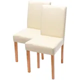 Mendler 2er-Set Esszimmerstuhl Stuhl Küchenstuhl Littau Kunstleder, creme, helle Beine