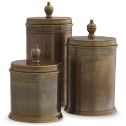 Casa Padrino Luxus Keksdosen 3er Set Vintage Messing - Runde Messing Aufbewahrungsdosen mit Deckel - Luxus Accessoires - Esszimmer Accessoires - Hotel & Restaurant Accessoires