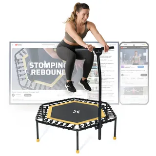 Sportplus Trampolin mit Haltestange & Gummiseilen, gelenkschonend, Gelb gelb 126 CM