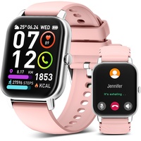 Smartwatch Damen mit Telefonfunktion, 1.85" Touchscreen Smart Watch, 112 Sportmodi Fitnessuhr Damen Herren mit Pulsmesser, Schlafmonitor, Schrittzähler, IP68 Wasserdicht Armbanduhr für Android iOS
