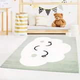 carpet city Kinderteppich Bubble Kids Flachflor mit Wolken-Motiv in Mint-Grün für Kinderzimmer; Größe: 80x150 cm