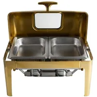 Homeline Chafing Dish 9L Edelstahl Klappdeckel, Speisewärmer, Gold