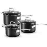 Le Creuset Aluminium-Antihaft 3-teiliges Profitopfset, Ø 16, 18 und 20 cm, Für alle Herdarten inkl. Induktion geeignet, Anthrazit/Silber, 51803000010002