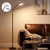 LED Stehlampe, Moderne Stehlampe Wohnzimmer, Stehlampe Dimmbar mit Fernbedienung und Touch-Steuerung, Leselampe Stehlampe mit 360° flexiblem Schwanenhals, 3000K-6500K, Schwarz für Schlafzimmer Büro
